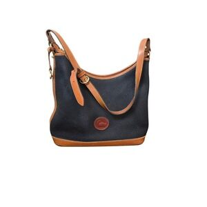 VTG Dooney & Bourke Black & Brown Leather Y2k Shoulder Bag Adjustable Strap M